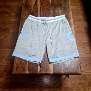 Asaali Men's Gray & Light Blue Mesh Athletic Shorts